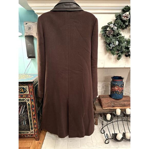 VIKTOR & ROLF CHOCOLATE BROWN COAT W/ REMOVABLE LEATHER COLLAR TAYLOR SWIFT - Picture 2 of 11